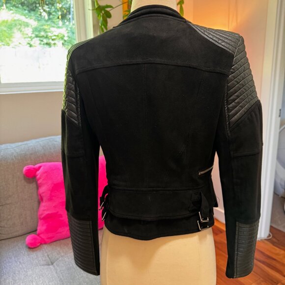 Ivory & Chain Bessie vegan suede cropped moto biker jacket (size S US, 8 AUS) - Picture 8 of 15